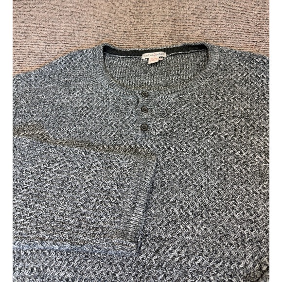 Carbon 2 Cobalt Mens Gray Knit Henley Sweater XL Effortlessly Cool - Picture 1 of 10